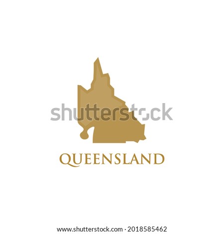 Queensland Map and Crown Symbol. Australia Territory and Queen Icon. vector logo illustration.