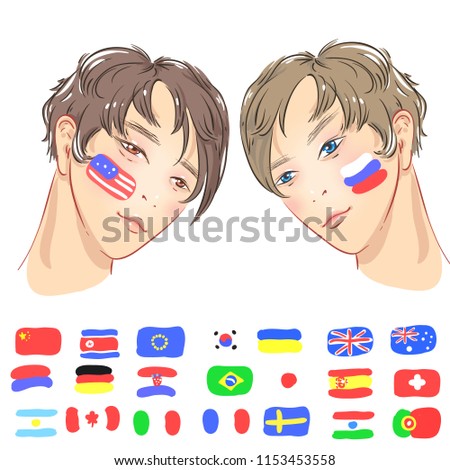 Two beautiful guys. Set of flags