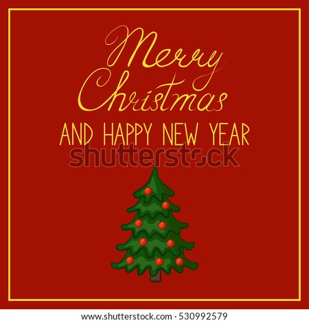 Merry Christmas And Happy New Year Greeting Card, Poster. Vector Illustration. - 530992579