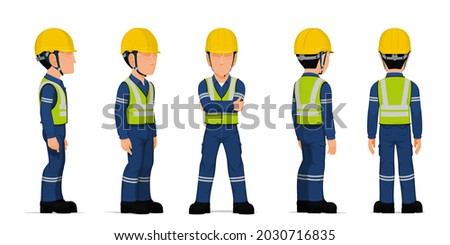 set of industrial worker on white background