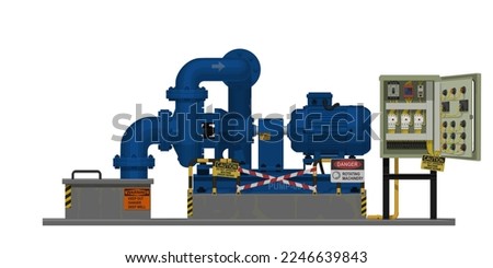 Isolated under repair pump system on white background