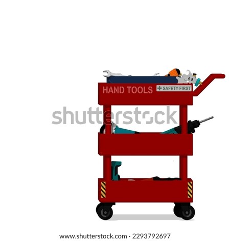 Isolated tool shelf trolley on white background