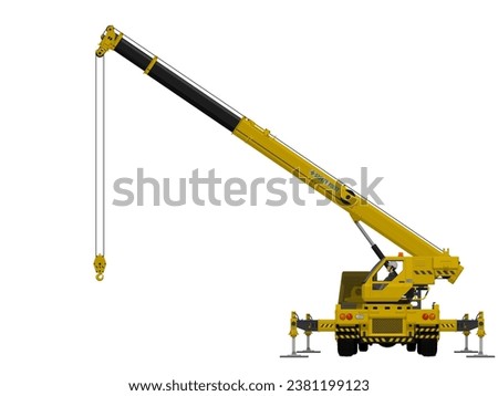 Isolated mobile crane on white background