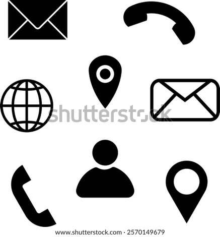 Web icon set, social media contact vector outlined icon symbol