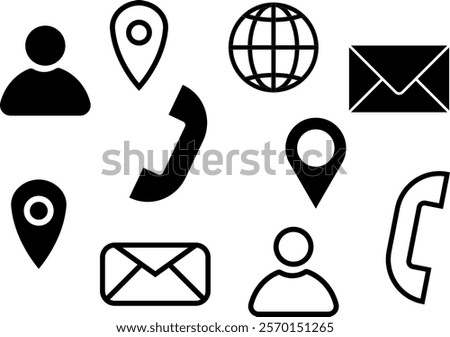 Web icon set, Social media contact vector outlined icon symbol, vector illustration 