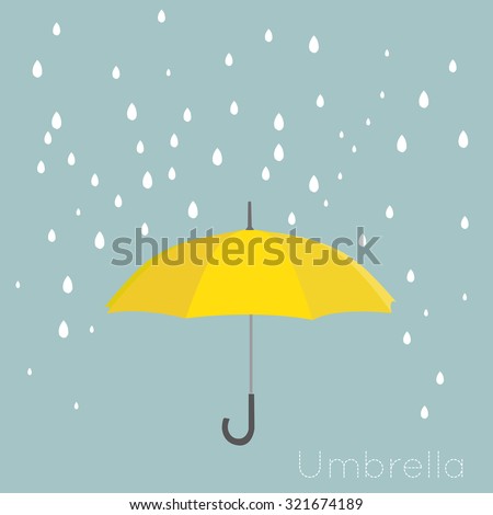 Yellow umbrella with rain. Vector background