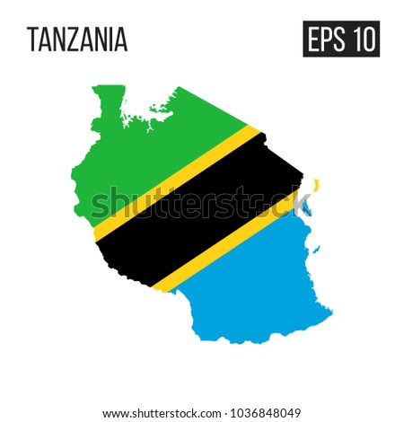 Tanzania map border with flag vector EPS10