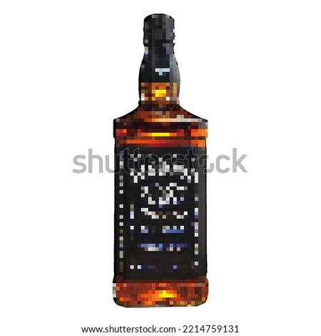 Pixel bottle of whiskey, famous American brand 