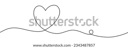One heart with continuous hand line drawing of love sign. Minimal Vector Design.