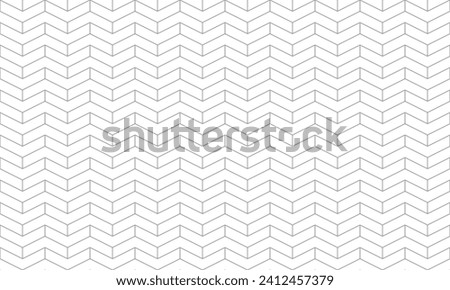 Grey outline arrow chevron, right angle or zigzag seamless pattern. Vector Repeating Texture.