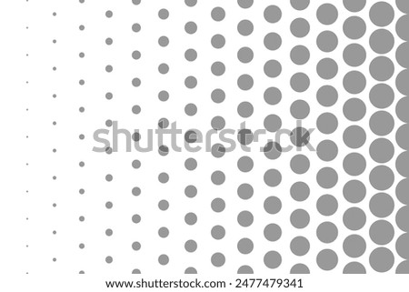 Horizontal halftone with grey circle pattern background. Vector Illustration.