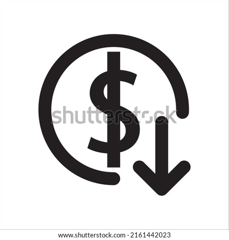 Dollar arrow down line icon. linear style sign for mobile concept and web design. Dollar arrow down outline vector icon. Symbol, logo illustration. Pixel perfect vector graphics