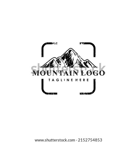 Mountain Landscape Logo with Focus Lens Frame for Photographer Logo Adventure Photography Mountain wilderness Hunter Mountain Icon