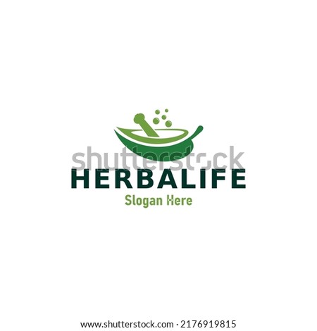 logo herbalife template design vector mortar pestle leaf bowl hipster Leaf on the mortar pestle leaf icon illustration
