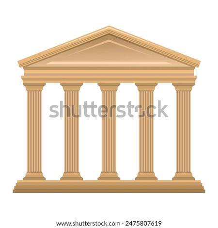 Greek temple building. Greek Roman pillar architecture. Ancient column illustration from Greece, Rome. Marble antique house - parthenon acropolis temple court bank vector illustration.