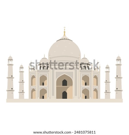 Taj Mahal. Indias famous touristic monument vector illustration.