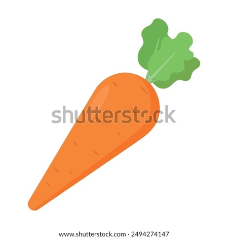 Carrot cartoon vector illustration. fresh orange carrot with green leafs.