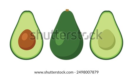 Avocado, half sliced vector illustration.