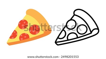 Pizza slice cartoon style icon. Italian pizza cute design vector illustration.