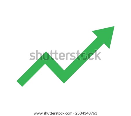 Growing business green arrow. Profit green arrow, Vector illustration. Business concept, growing chart. Concept of sales symbol icon with arrow moving up. Economic Arrow With Growing Trend.