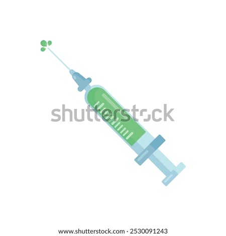 Injection. Syringe for medical injection, vaccination. Medicine, medical equipment concept. Hospital injection equipment vector illustration.