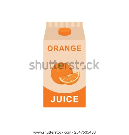 Orange juice. Organic fresh orange juice package box vector illustration.