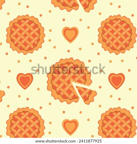 Pumpkin pie seamless pattern. Pattern for Hello Autumn, Thanksgiving Day. World Pie Day. Baking, pastry vector illustration in flat style