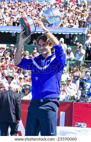 Melbourne, Australia - January 17, 2009 - AAMI Classic Kooyong (pre-tournament for the Australian Open). Tournament winner Roger Federer of Switzerland