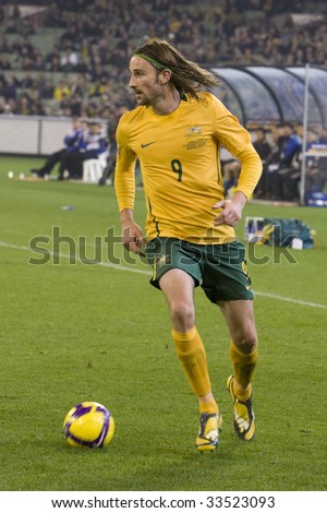 MELBOURNE - JUNE 17: Josh Kennedy, Australian Socceroos-2 defeat Japan-1 in the 2010 World Cup Qualifying at the MCG (Melbourne Cricket Ground) June 17, 2009 in Melbourne, Australia.