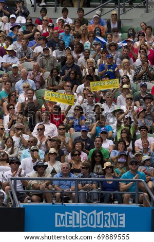 MELBOURNE, AUSTRALIA - JANUARY 26: The crowd watching Andy Murray(GBR)[5] and Alexandr Dolgopolov(UKR) on center court at the Australian Open on January 26, 2011 in Melbourne, Australia