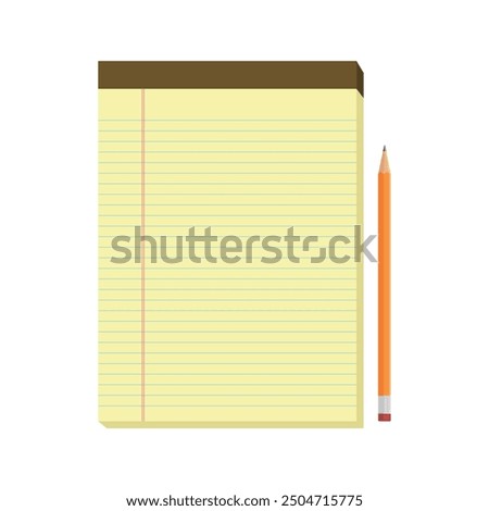 Legal pads vector illustration. Classic notebook and pencil. Write down your notes.