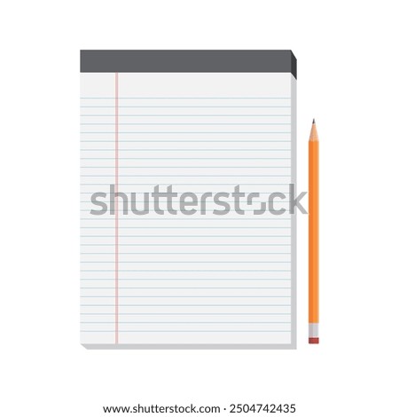 Legal pads vector illustration. Classic notebook and pencil. Write down your notes.