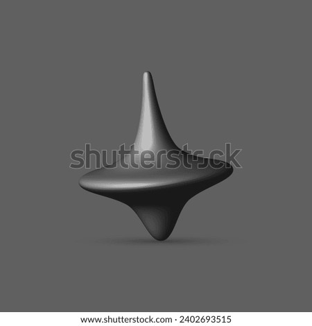 Platinum metal spinning top for your icon or illustration. Realistic vector whirligig toy.