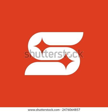 Letter S logo or icon template with two Star design element.