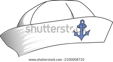 Cadet's sailor hat, made of fabric, it has no top, in most cases they are soft and the visor is turned up, they have an anchor emblem, fish, crab, boat, ship or star, starfish.