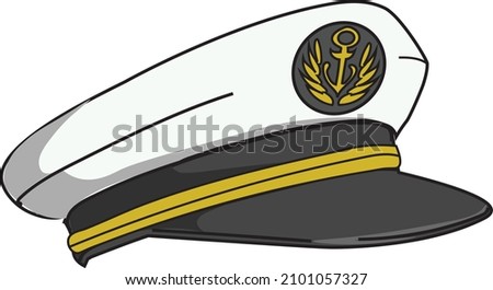 Navy Captain's Hat, with anchor and bay leaves emblem, gold plating Foto stock © 