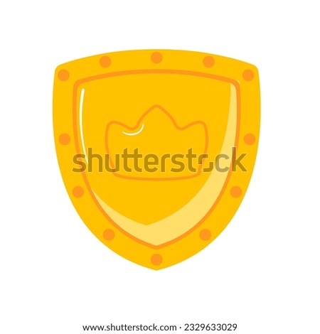 illustration vector graphic cartoon shield  2D or Flat design style, with gold shield, with children style,  use for icon game, game design, display game, children book, story book