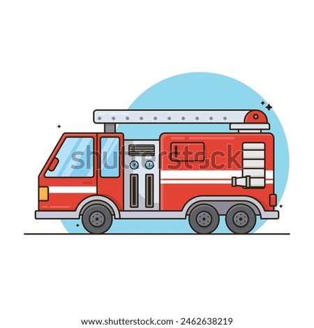 Illustration of firetruck vector graphic cute cartoon style, isolated white background