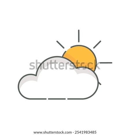 Partly Sunny weather icon linear style isolated white.