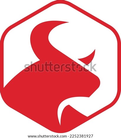 Bull icon and logo template in hexagon shape