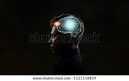 Human head and brain.Artificial Intelligence, AI Technology, thinking concept. 商業照片 © 