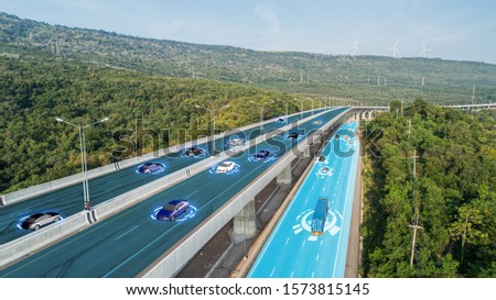 AI-Powered System Delivers Safer Vehicles.Autonomous self drive vehicle.various automotive sensing system.Car of the Future.letting it navigate itself 360 degree.3d rendering. Photo stock © 