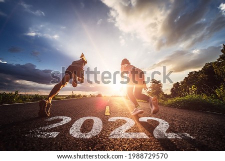 Starting to new year,The readiness of leaders, vision and new ideas are beginning in 2022.Concept of Stepping into the new world and Adopt for Success in 2022 for new life.