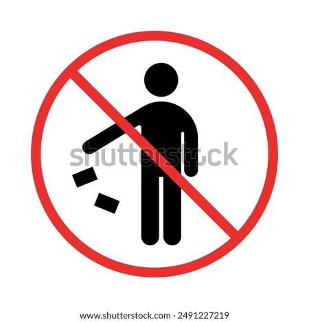 Do Not Litter Vector Flat Sign. Keep Clean. Do not Throw Trash, Rubbish or Garbage. Vector Solid Icon Design on White Background. Label for Packaging.