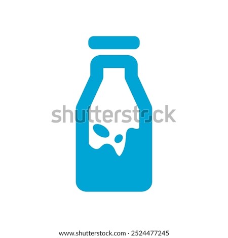 Milk Free or Lactose Free Vector Flat Icon Design on White Background. Allergen Free Blue Symbol with Milk Splash. Organic Food Label Illustration with Drop for Web, Packaging.	