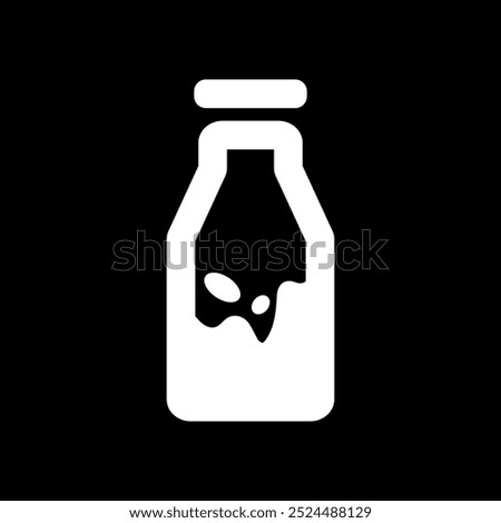 Milk Free or Lactose Free Vector Flat Icon Design on Black Background. Allergen Free Symbol Inversion. Organic Food Label Illustration with Drop for Web, Packaging.