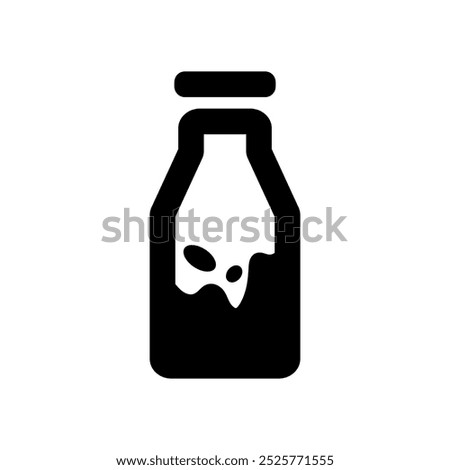 Milk Free or Lactose Free Vector Flat Icon Design on White Background. Allergen Free Black Symbol with Milk Splash. Organic Food Label Illustration with Drop for Web, Packaging.	