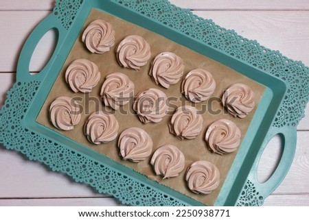 Similar – Image, Stock Photo Russian traditional zefir dessert with mint