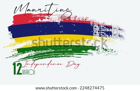 mauritius independence day 12 march, happy independence day of mauritus banner layout design with text and national flag in shape of brush stroke