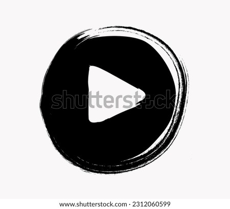 Graffiti Play button icon with black Spray paint. Video streaming grunge black icon stream vector illustration, grunge play icon on white background